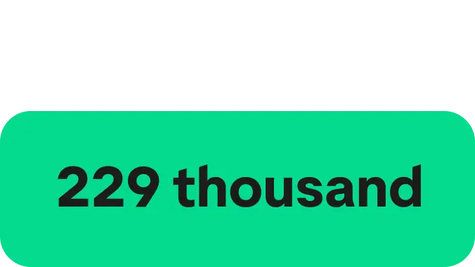 A Green icon showcasing a large Green circle and two smaller ones on either side, in a diagonal format. The words 229 thousand are written in the centre.